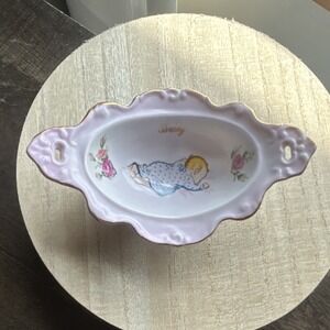 Viletta Fine China Baby Trinket Bowl Pink Gold Trim Sleeping Baby Roseburg OR